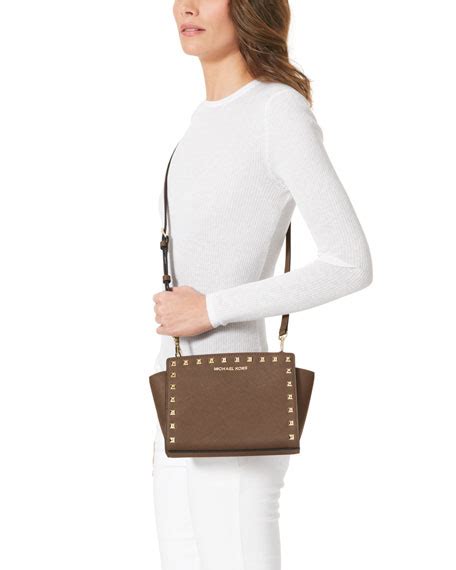 michael michael kors medium selma studded messenger dark dune|Michael michael kors medium selma messenger .